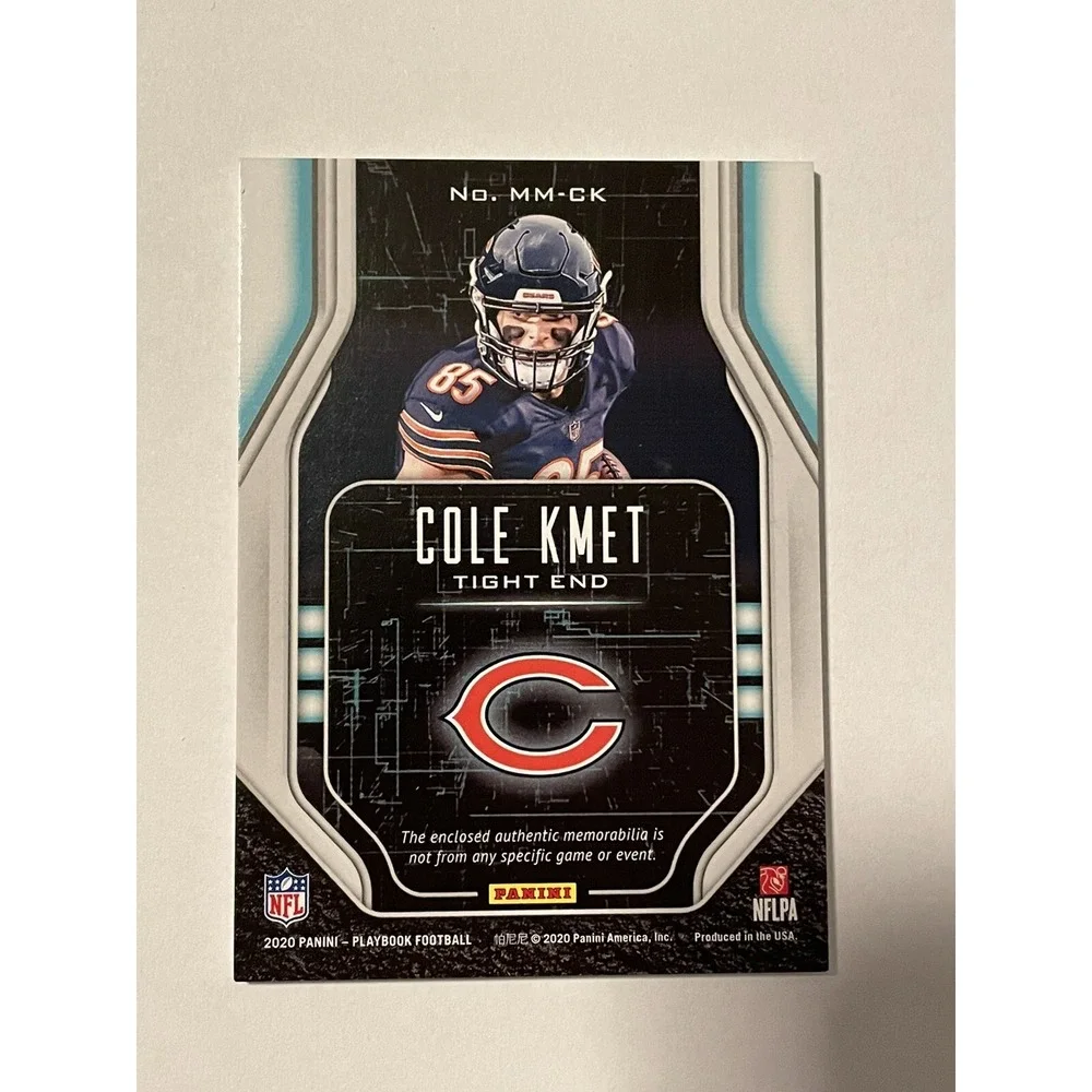 2020 Playbook Cole Kmet RC Rookie Card Patch Mammoth Materials /7 Chicago Bears
